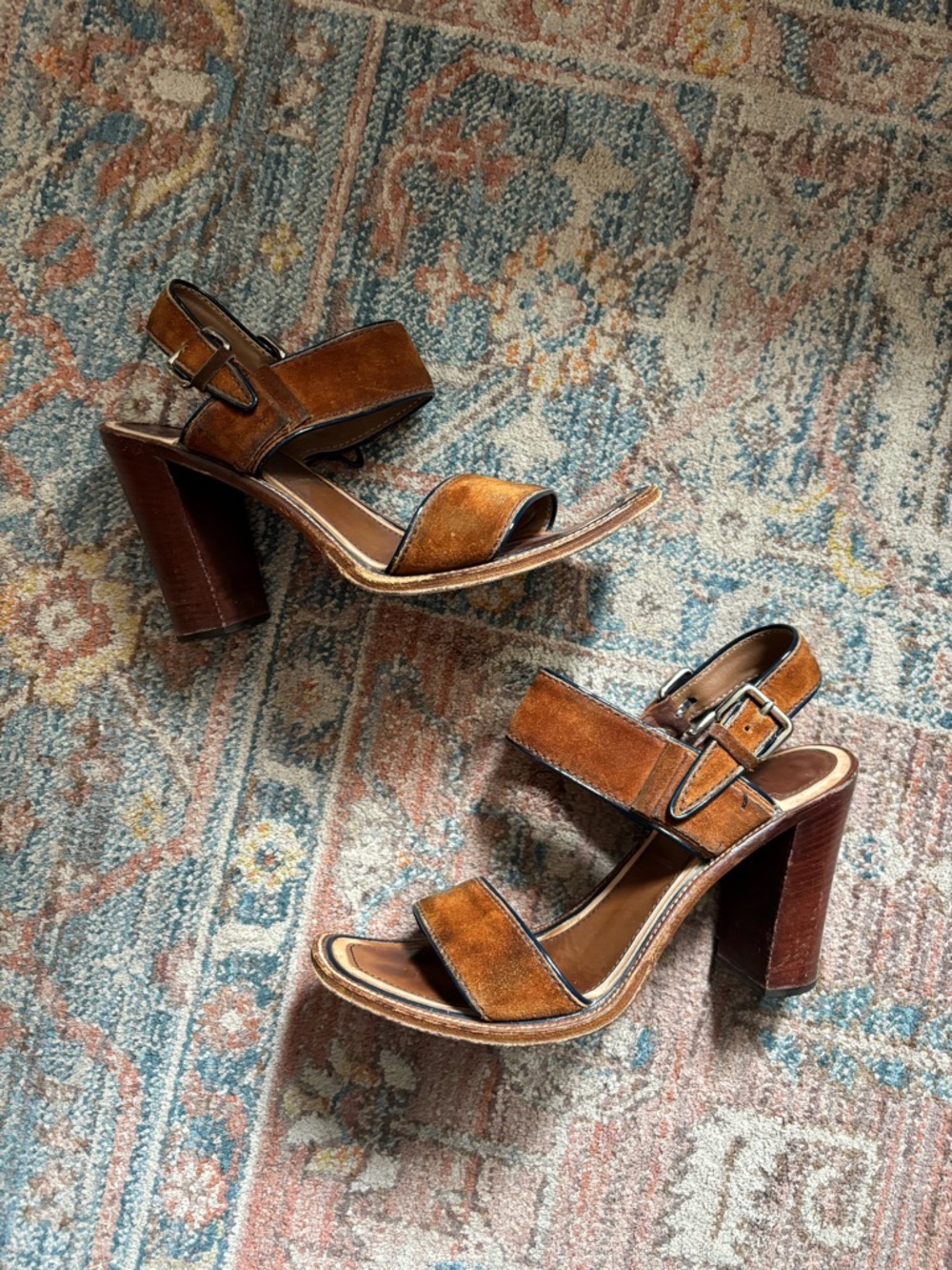 Prada suede sling back Block Heel Sandals size 6/6.5